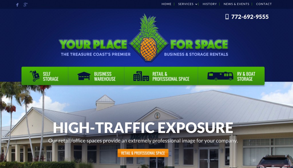 Self Storage and Retail Office Web Design in FL