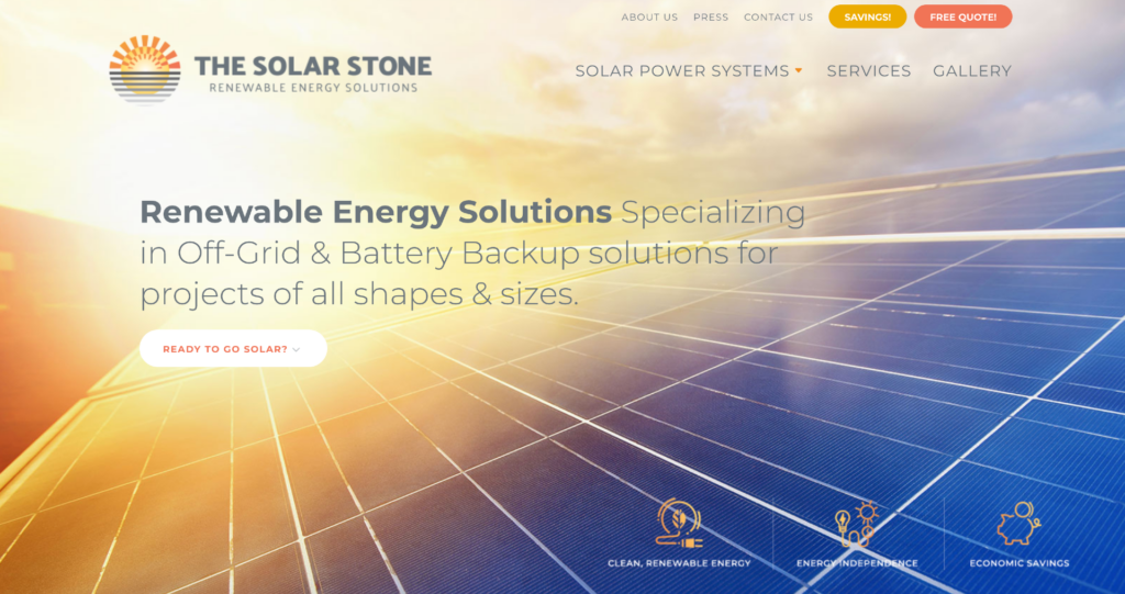 solar company home page design by tovo